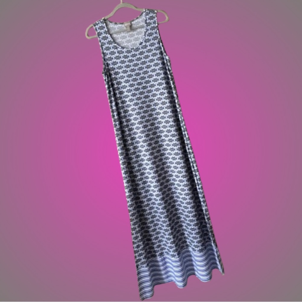 Chico’s patterned column maxi dress festival vacation pool sz 2